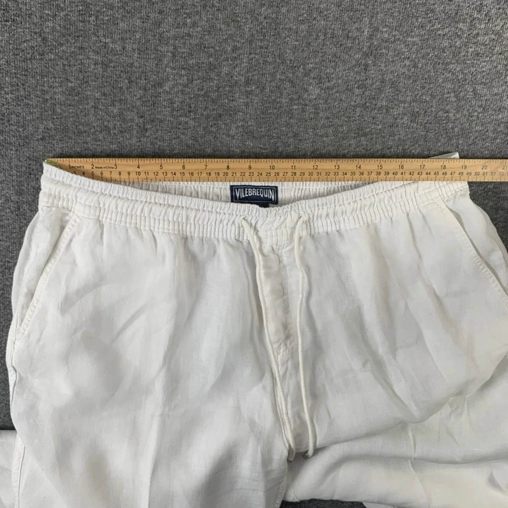 Vilebrequin Linen Pants Men 3XL White Coastal Pull On Drawstring Old Money